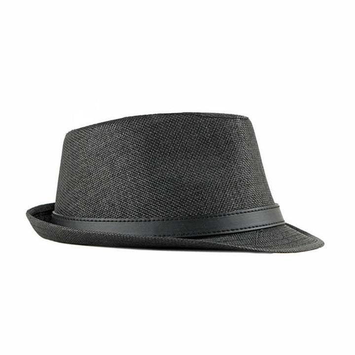 Men's Stylish Casual Leather Decor Straw Fedora Hat - image 7