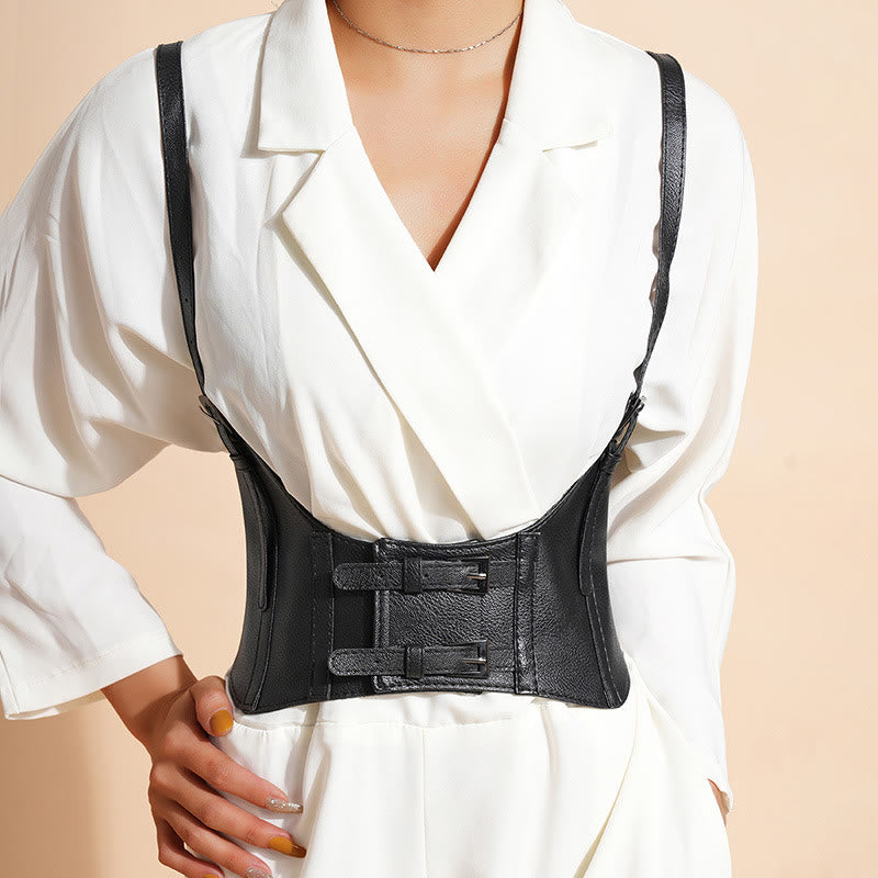 Punk Strap Corset Belt Women's Suspenders Waist Belt - Black-Thick Style - 44.49in / 113cm - image 0