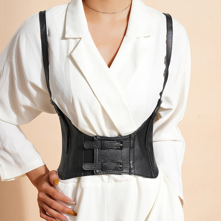 Punk Strap Corset Belt Women's Suspenders Waist Belt - Black-Thick Style - 44.49in / 113cm - image 0