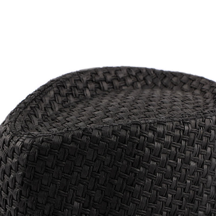 Men's Woven Leather Band Decor Beach Straw Fedora Hat - image 7