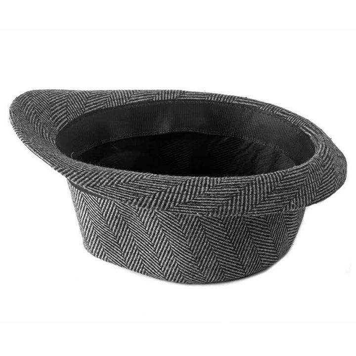 Gentlemen Herringbone Pattern Black Ribbon Fedora Hat - image 7