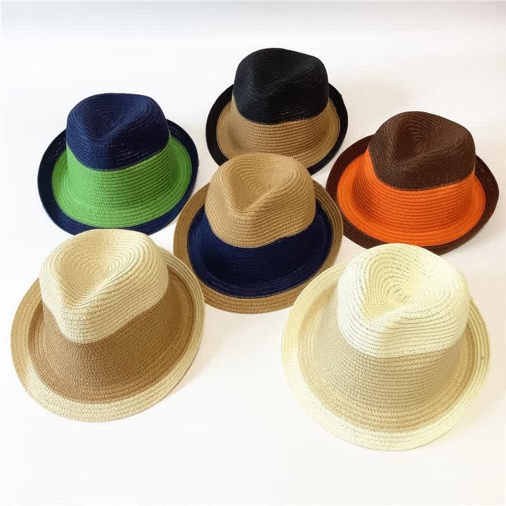 Funny Summer Color Matching Straw Fedora Hat - image 1
