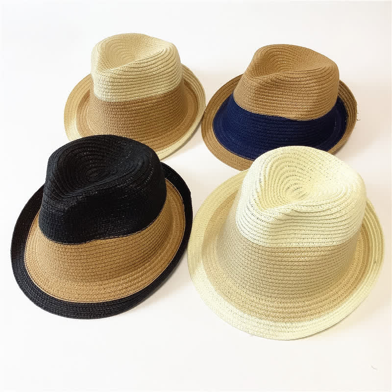Funny Summer Color Matching Straw Fedora Hat - image 7