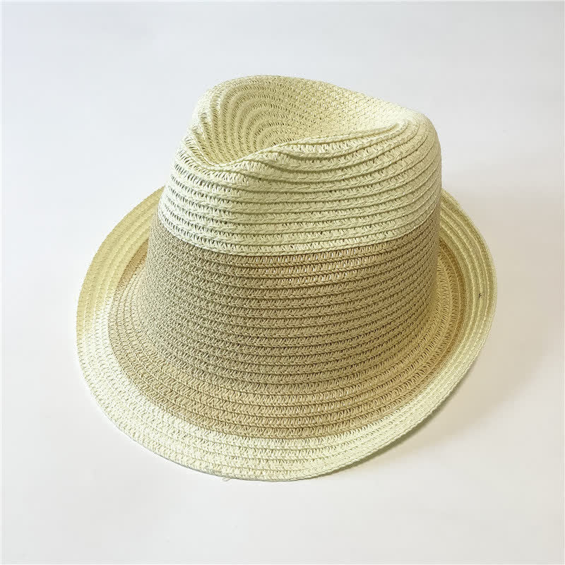 Funny Summer Color Matching Straw Fedora Hat - Ivory & Beige - M (22"-22 7/8") - image 12