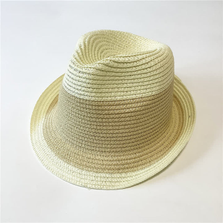 Funny Summer Color Matching Straw Fedora Hat - Ivory & Beige - M (22"-22 7/8") - image 12