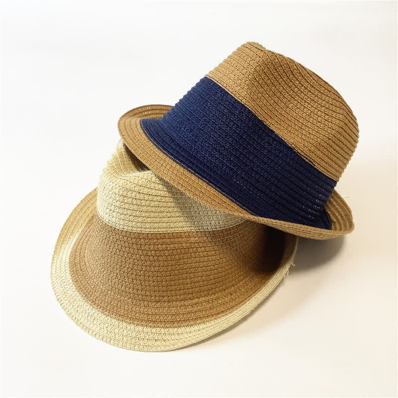Funny Summer Color Matching Straw Fedora Hat - image 0