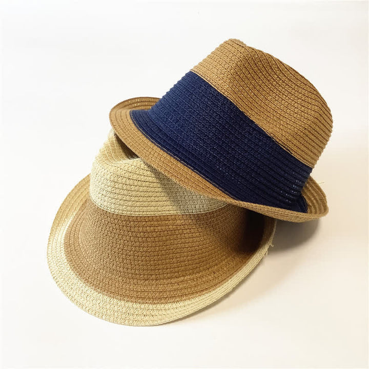 Funny Summer Color Matching Straw Fedora Hat - image 0