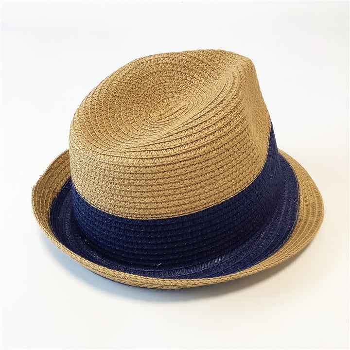 Funny Summer Color Matching Straw Fedora Hat - image 4