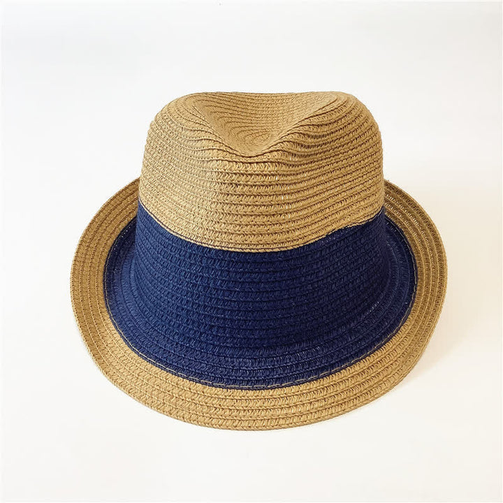 Funny Summer Color Matching Straw Fedora Hat - image 3