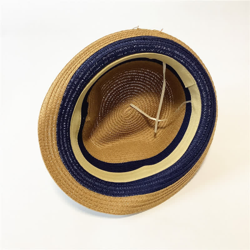 Funny Summer Color Matching Straw Fedora Hat - image 5