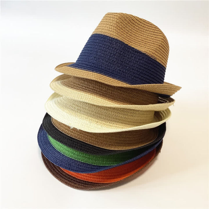 Funny Summer Color Matching Straw Fedora Hat - image 9