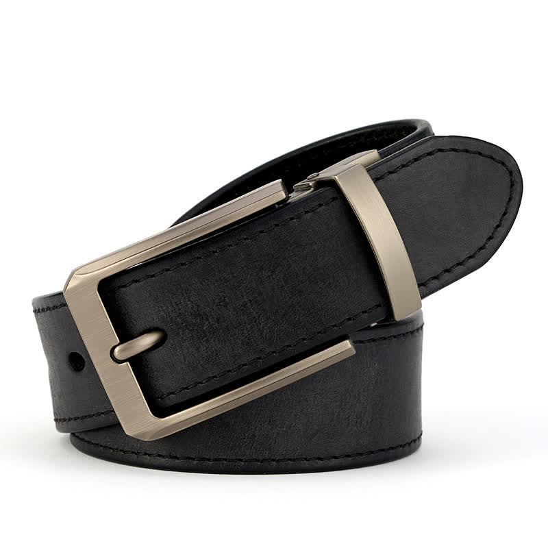 Men's Simple Capable Sewing Detailed Leather Belt - Black - Style #2 - 42 - image 8