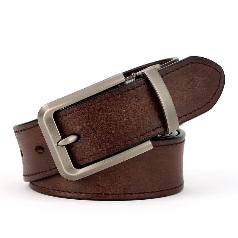 Men's Simple Capable Sewing Detailed Leather Belt - Brown - Style #1 - 42 - image 0