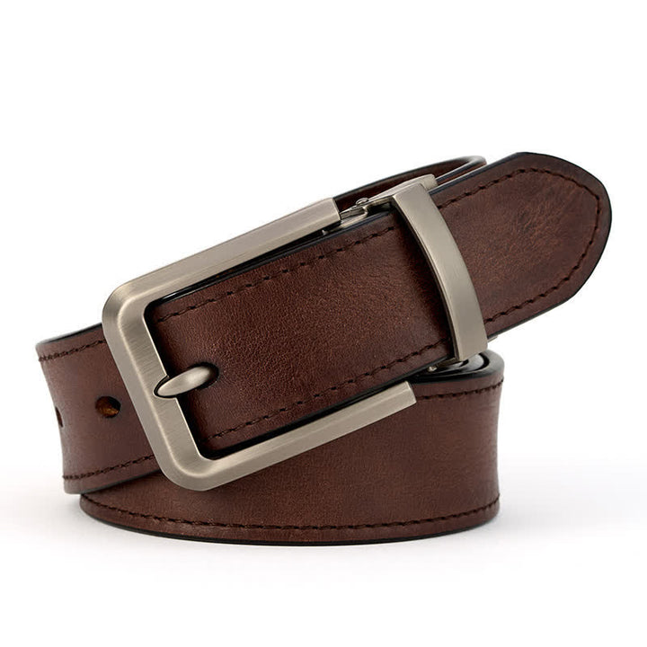 Men's Simple Capable Sewing Detailed Leather Belt - Brown - Style #1 - 42 - image 0