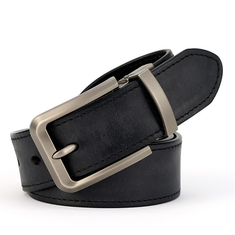 Men's Simple Capable Sewing Detailed Leather Belt - Black - Style #1 - 42 - image 5