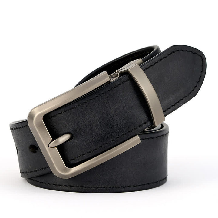 Men's Simple Capable Sewing Detailed Leather Belt - Black - Style #1 - 42 - image 5