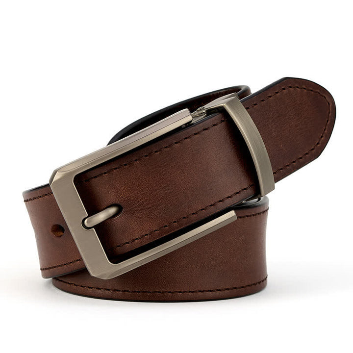Men's Simple Capable Sewing Detailed Leather Belt - Brown - Style #2 - 42 - image 6
