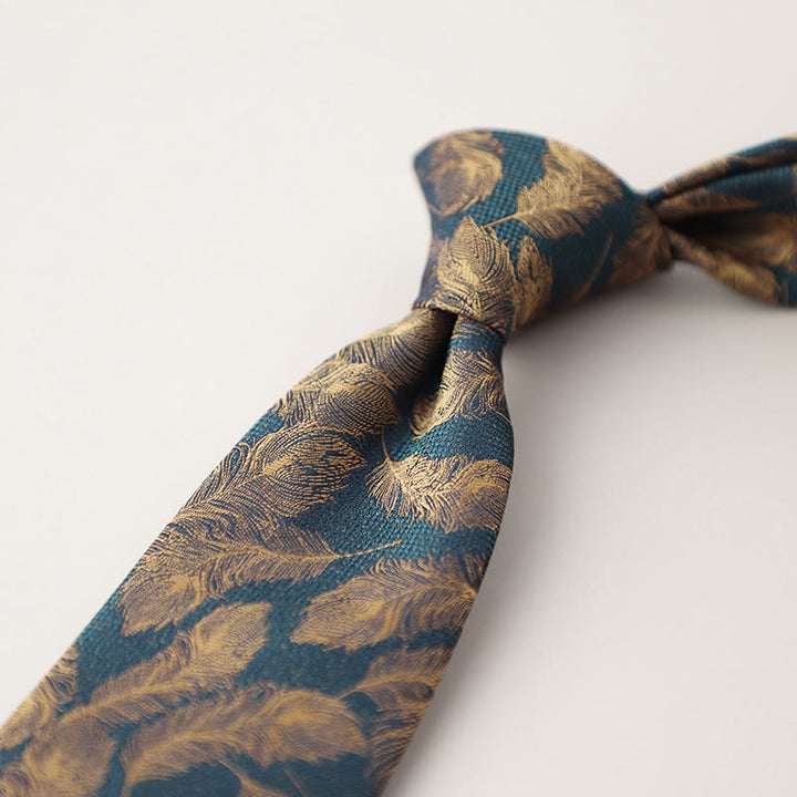 Men's Vintage Jacquard Fluttering Feathers Necktie - CadetBlue - image 11