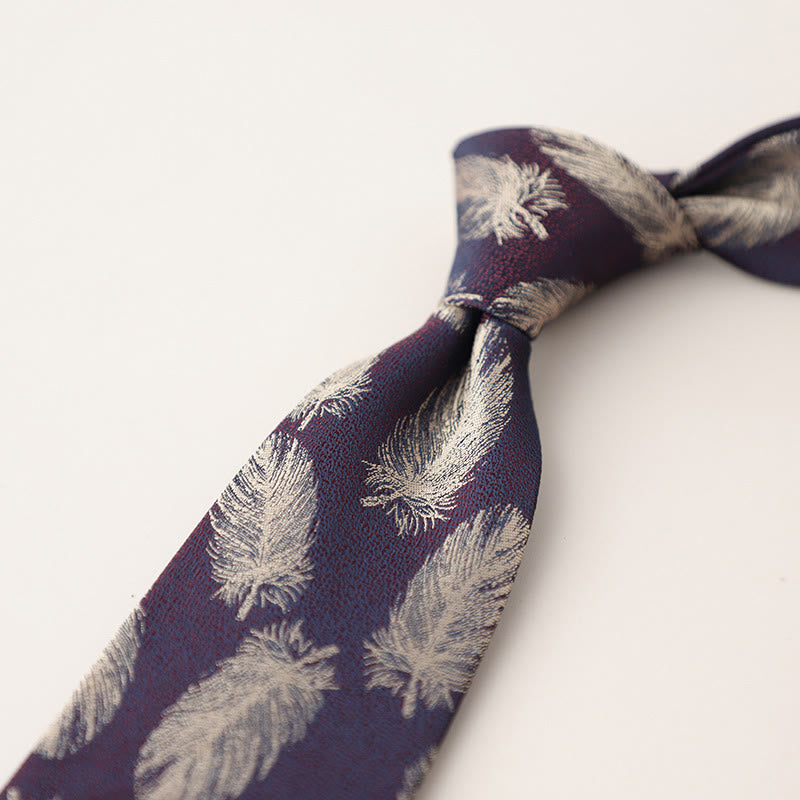 Men's Vintage Jacquard Fluttering Feathers Necktie - Indigo - image 8