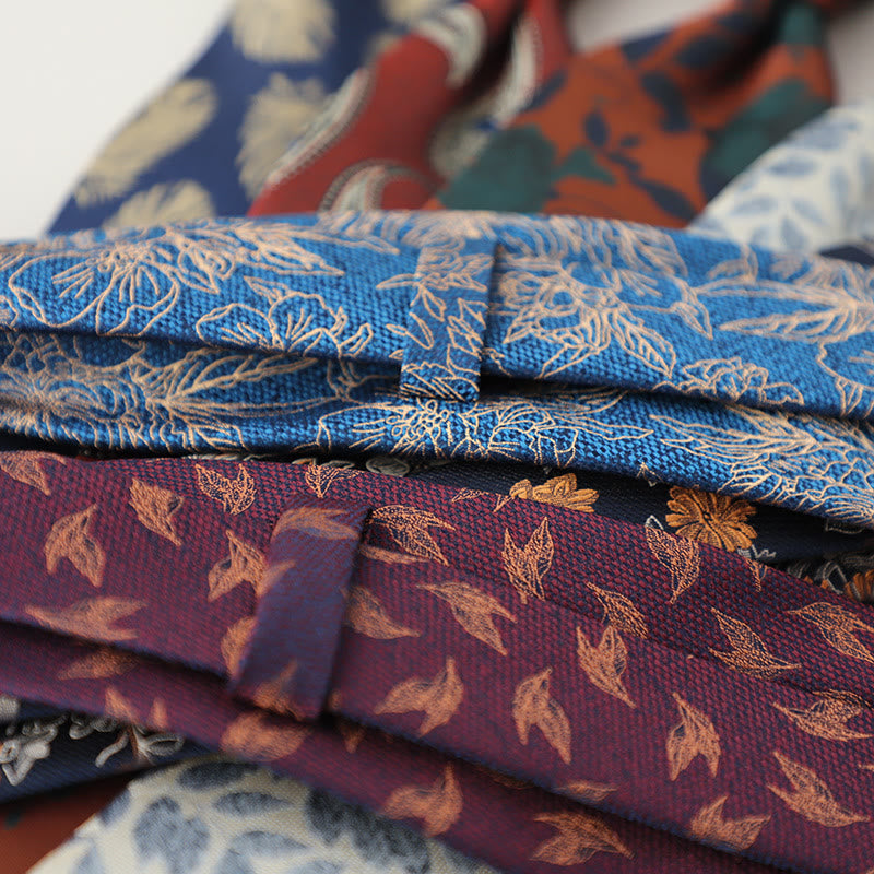 Men's Vintage Jacquard Fluttering Feathers Necktie - image 2