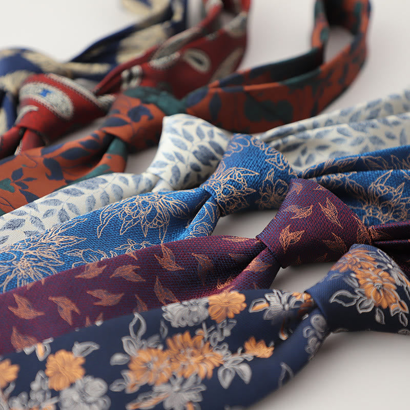 Men's Vintage Jacquard Fluttering Feathers Necktie - image 0