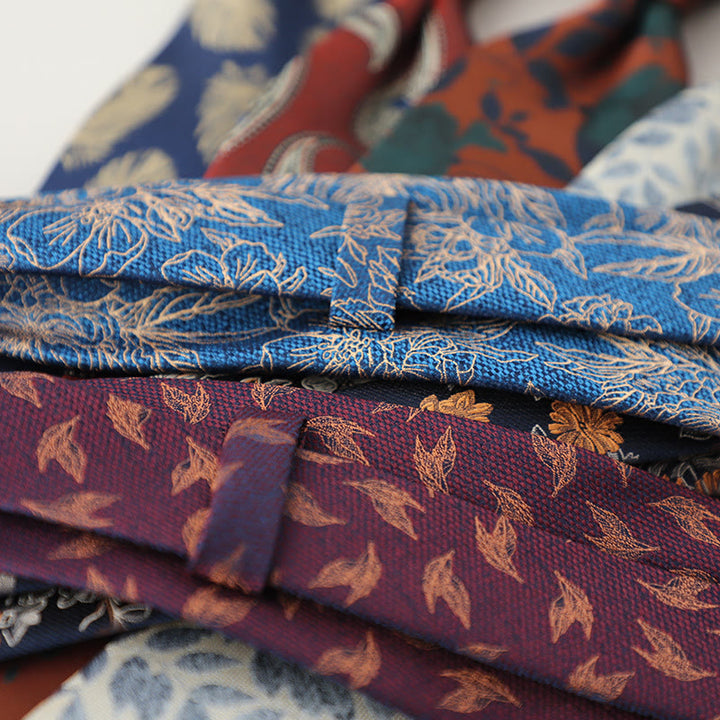Men's Vintage Jacquard Fluttering Feathers Necktie - image 2