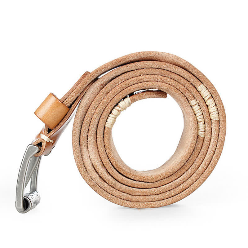 Men's Distressed Retro White Line Decor Leather Belt - image 12