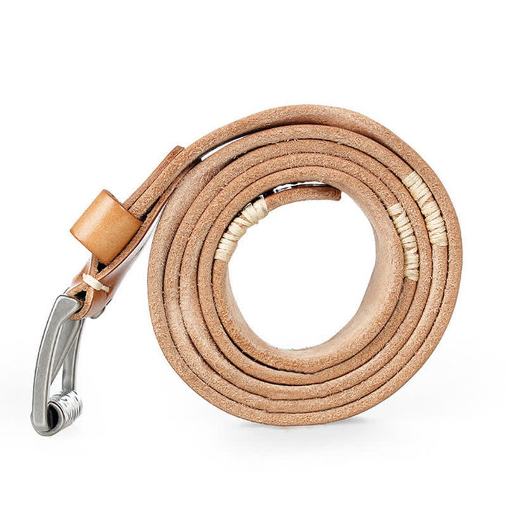 Men's Distressed Retro White Line Decor Leather Belt - image 12