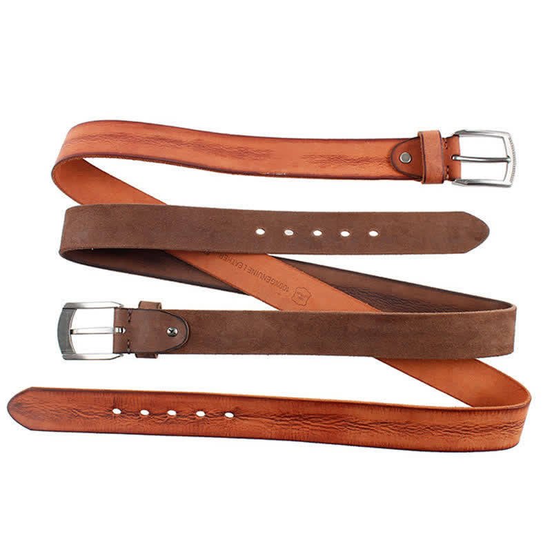 Men's Vintage Top Layer Cowhide Washed Leather Belt - image 5