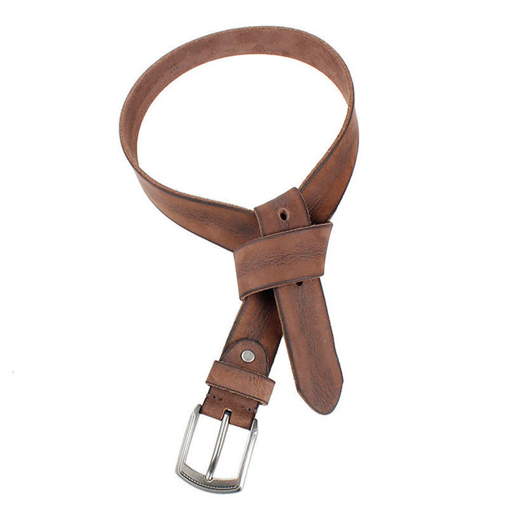Men's Vintage Top Layer Cowhide Washed Leather Belt - image 4