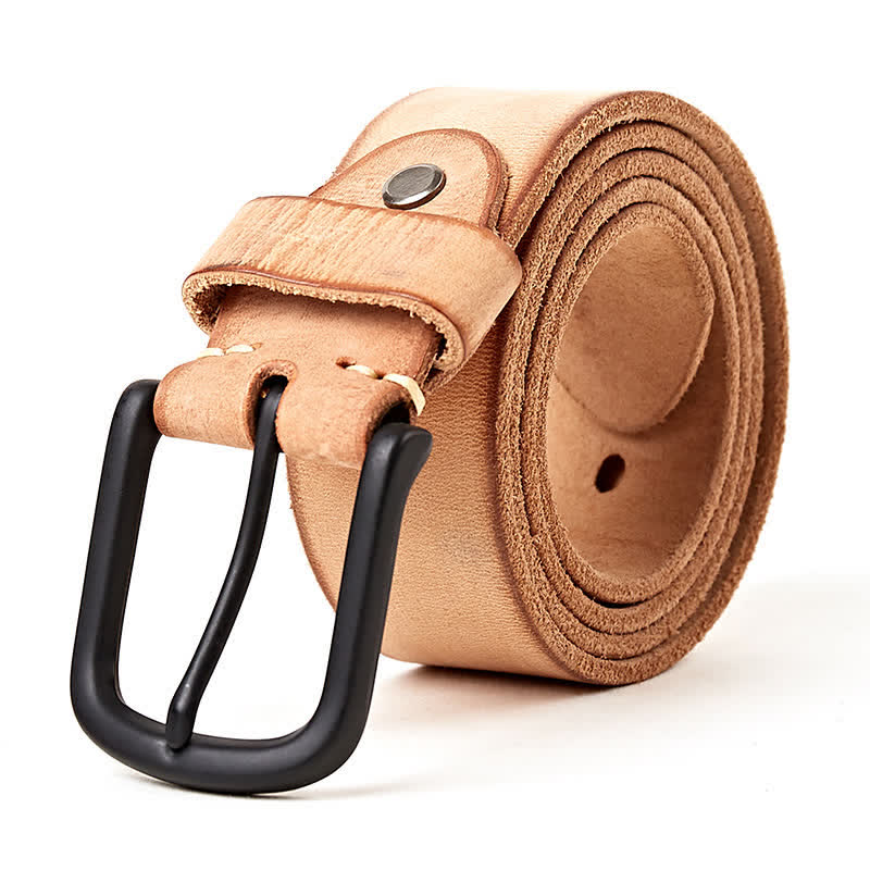 Men's Minimalist Style Dull Polish Leather Belt - Camel - 44 - image 9