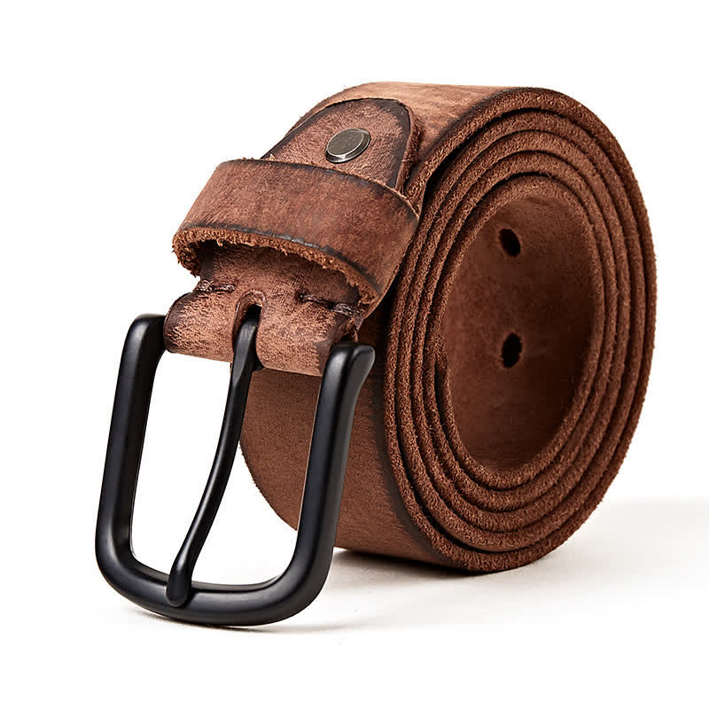 Men's Minimalist Style Dull Polish Leather Belt - Coffee - 44 - image 6