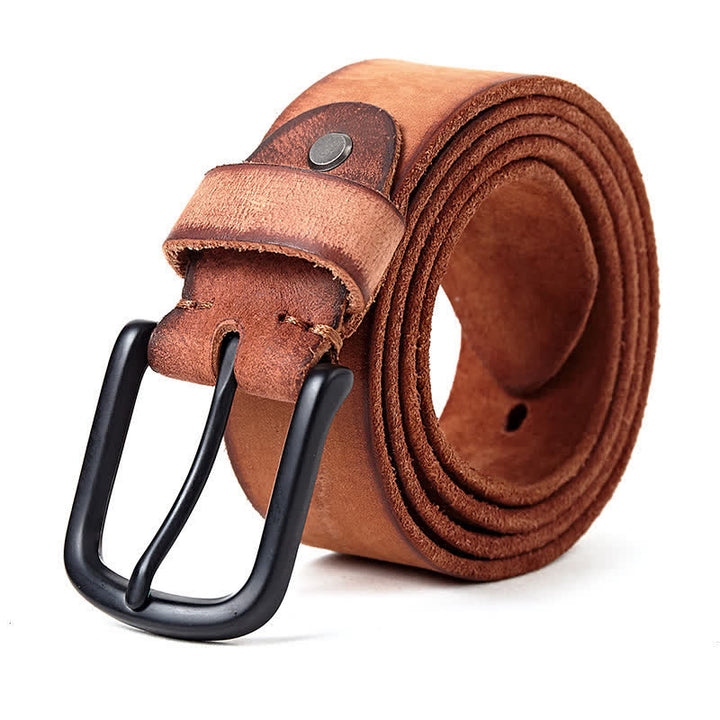 Men's Minimalist Style Dull Polish Leather Belt - Orange - 44 - image 1