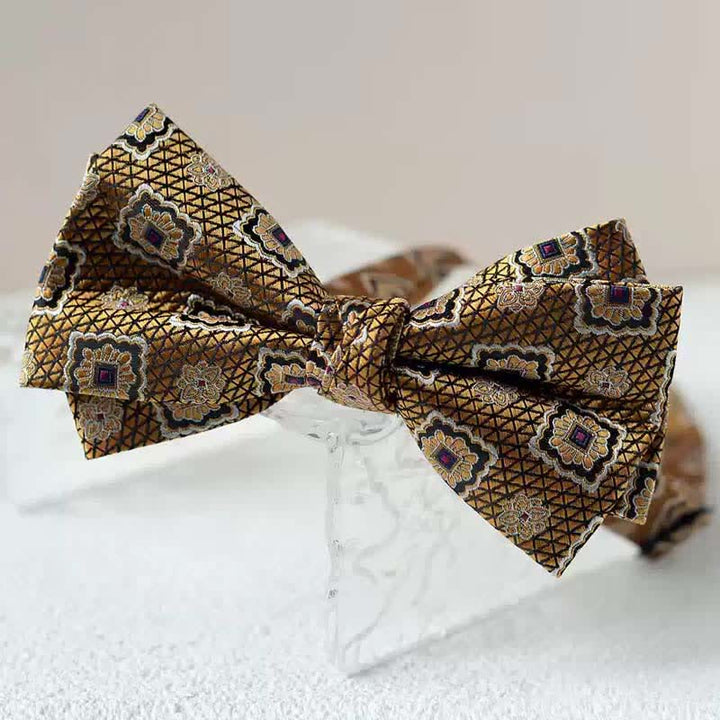 Men's Vintage Printed Double Layered Handkerchief Bow Tie - Style #6 - Bow Tie - image 15