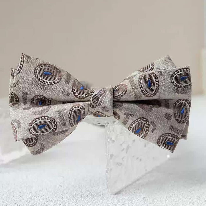 Men's Vintage Printed Double Layered Handkerchief Bow Tie - Style #9 - Bow Tie - image 21