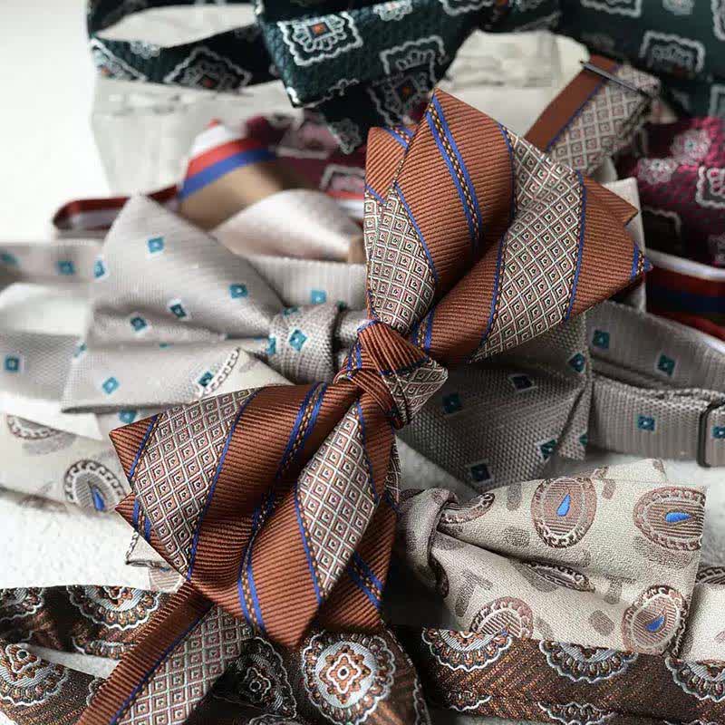 Men's Vintage Printed Double Layered Handkerchief Bow Tie - image 3