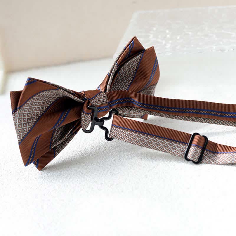 Men's Vintage Printed Double Layered Handkerchief Bow Tie - image 7