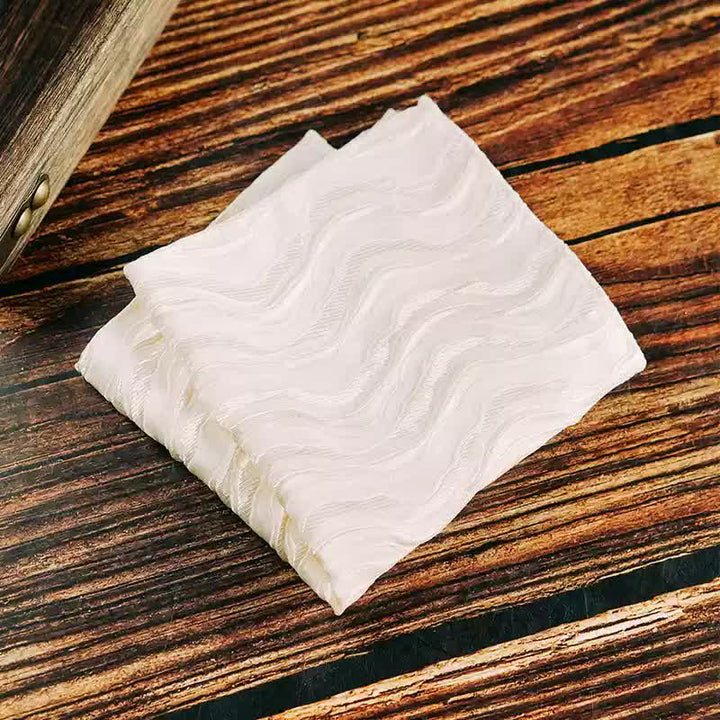 2Pcs Men's Three-Dimensional Vine Pattern Handkerchief Bow Tie - White - Handkerchief - image 3