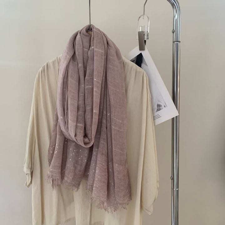 Sequins Dirty Dyed Shawls Solid Color Thin Scarf - Plum - image 2