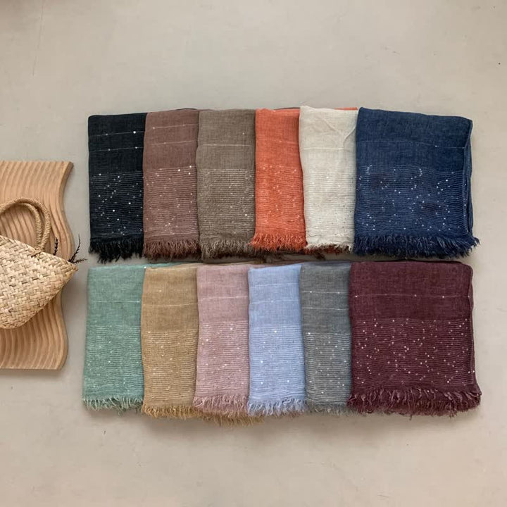 Sequins Dirty Dyed Shawls Solid Color Thin Scarf - image 0