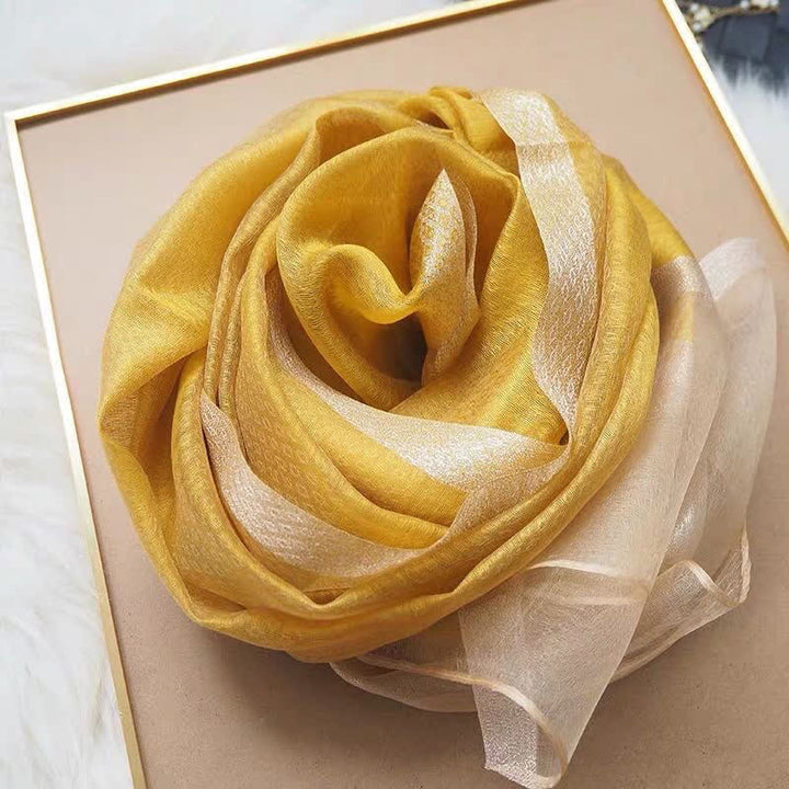 Exotic Style Golden Edge Solid Color Thin Scarf - image 4