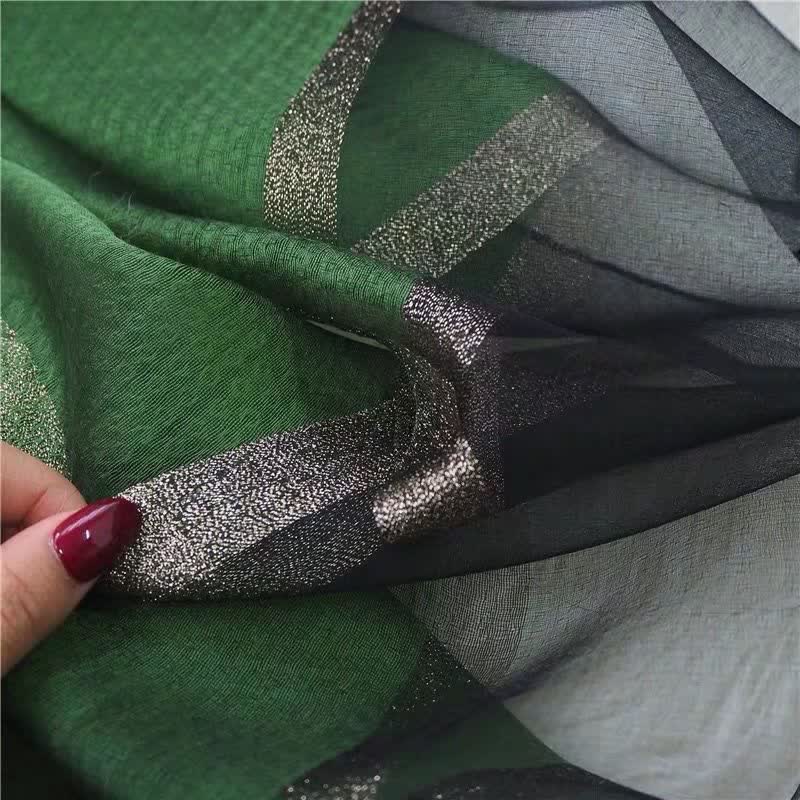 Exotic Style Golden Edge Solid Color Thin Scarf - image 2