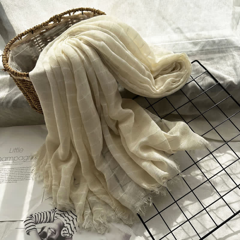 Classical Striped Pattern Four Season Thin Scarf - Ivory - image 13