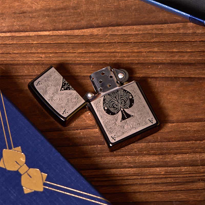 2Pcs Silver Bull Flask ACE of Spades Lighter Groomsmen Gift Box - image 3