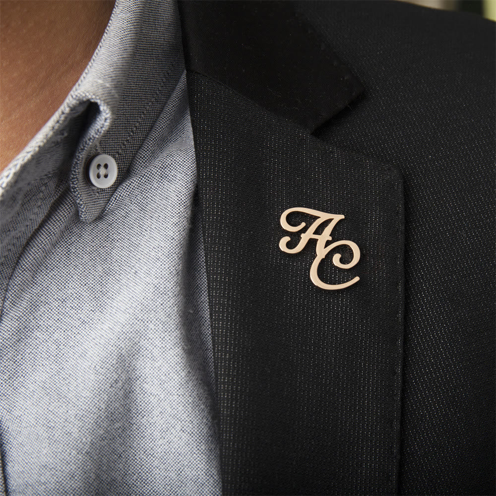 Custom Initial Letters Brooch Stainless Steel Accessories - Rose Gold - image 7