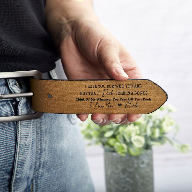 Custom Leather Belt Engraved Names Warm Gift - image 7