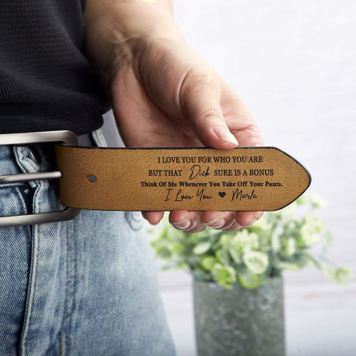 Custom Leather Belt Engraved Names Warm Gift - image 7