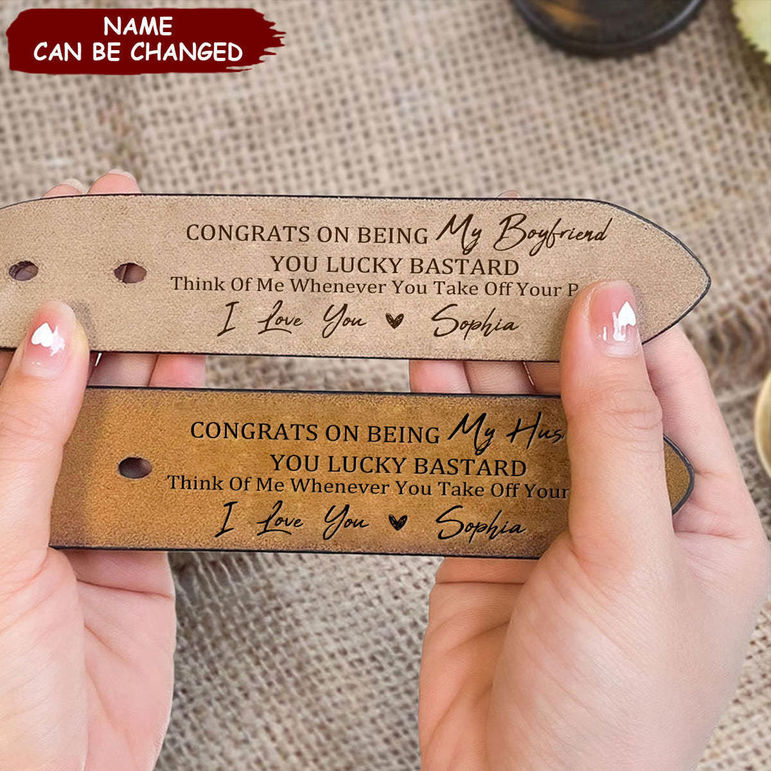 Custom Leather Belt Engraved Names Warm Gift - image 0