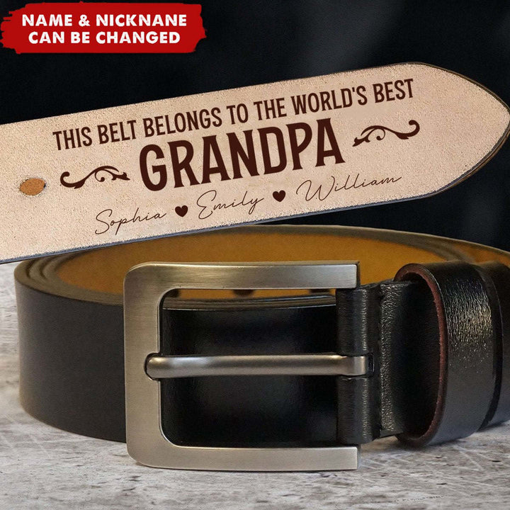 Custom Leather Belt Engraved Names Warm Gift - image 9