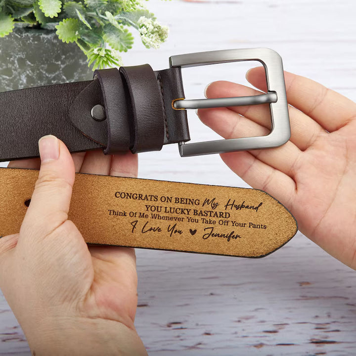 Custom Leather Belt Engraved Names Warm Gift - image 5